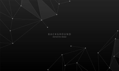 Soyut siyah arkaplan teknoloji bağlantısı. Düşük yalan makinesi, molekül ve iletişim geçmişi. Bağlantı yapısı. Vektör bilimi geçmişi. Çokgen.