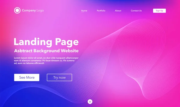 Landing Page Asbtract Background Website Template Websites Apps Modern Design — Stock Vector