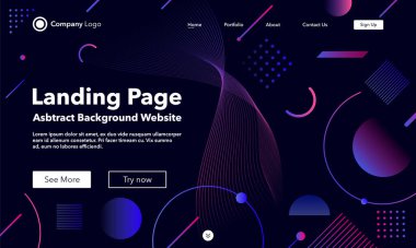 İniş Sayfası. Asbtract arkaplan web sitesi. Web siteleri ya da uygulamalar için şablon. Modern tasarım. Soyut vektör biçimi.
