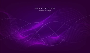 Soyut dalga arkaplanı. Tasarım elementi. Dijital frekans dengeleyici. Tarz sanatı. Karıştırma aracı kullanılarak oluşturulan çizgilerle renkli parlak bir dalga. Eğimli dalgalı çizgi düz çizgi Vektör illüstrasyonu.