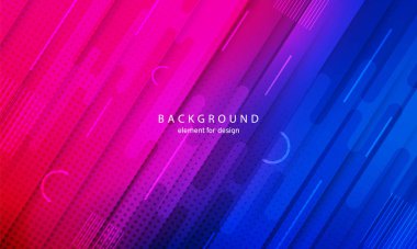 Minimum geometrik soyut arkaplan. Parlak tasarım gradyan dokusu. Dinamik şekiller kompozisyonu. Mavi ve pembe. Vektör illüstrasyonu