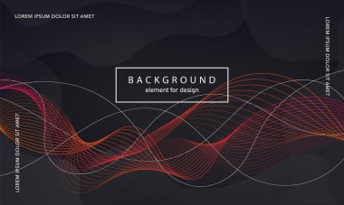 Soyut arkaplan. Tasarım posteri için dalga elemanı. Dijital frekans dengeleyici. Tarz sanatı. Karıştırma aracı kullanarak renkli parlak dalga çizgileri oluşturuldu. Kıvrımlı dalgalı çizgi düz şerit. Vektör.