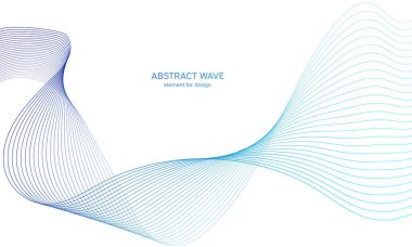 Tasarım için soyut renk dalga elemanı. Dijital frekans dengeleyici. Şekillendirilmiş satır sanatı arka planı. Vektör illüstrasyonu. Harmanlama araçları kullanılarak oluşturulan çizgilerle dalga. Eğri dalgalı çizgi, düz çizgi