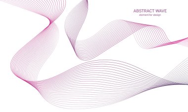 Tasarım için soyut renk dalga elemanı. Dijital frekans dengeleyici. Şekillendirilmiş satır sanatı arka planı. Vektör illüstrasyonu. Harmanlama araçları kullanılarak oluşturulan çizgilerle dalga. Eğri dalgalı çizgi, düz çizgi