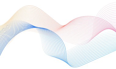 Tasarım için soyut renkli dalga öğesi. Dijital frekans dengeleyici. Şekillendirilmiş satır sanatı arka planı. Vektör illüstrasyonu. Harmanlama araçları kullanılarak oluşturulan çizgilerle dalga. Eğri dalgalı çizgi, düz çizgi