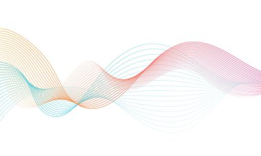 Tasarım için soyut renkli dalga öğesi. Dijital frekans dengeleyici. Şekillendirilmiş satır sanatı arka planı. Vektör illüstrasyonu. Harmanlama araçları kullanılarak oluşturulan çizgilerle dalga. Eğri dalgalı çizgi, düz çizgi