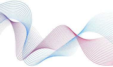 Tasarım için soyut renkli dalga öğesi. Dijital frekans dengeleyici. Şekillendirilmiş satır sanatı arka planı. Vektör illüstrasyonu. Harmanlama araçları kullanılarak oluşturulan çizgilerle dalga. Eğri dalgalı çizgi, düz çizgi