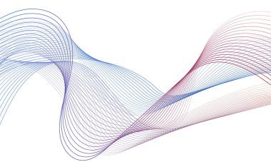Tasarım için soyut renkli dalga öğesi. Dijital frekans dengeleyici. Şekillendirilmiş satır sanatı arka planı. Vektör illüstrasyonu. Harmanlama araçları kullanılarak oluşturulan çizgilerle dalga. Eğri dalgalı çizgi, düz çizgi