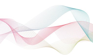 Tasarım için soyut renkli dalga öğesi. Dijital frekans dengeleyici. Şekillendirilmiş satır sanatı arka planı. Vektör illüstrasyonu. Harmanlama araçları kullanılarak oluşturulan çizgilerle dalga. Eğri dalgalı çizgi, düz çizgi