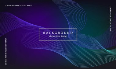 Soyut arkaplan. Tasarım posteri için dalga elemanı. Dijital frekans dengeleyici. Tarz sanatı. Karıştırma aracı kullanarak renkli parlak dalga çizgileri oluşturuldu. Kıvrımlı dalgalı çizgi düz çizgi.