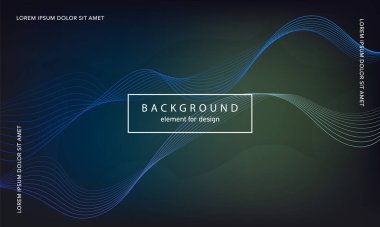 Soyut arkaplan. Tasarım posteri için dalga elemanı. Dijital frekans dengeleyici. Tarz sanatı. Karıştırma aracı kullanarak renkli parlak dalga çizgileri oluşturuldu. Kıvrımlı dalgalı çizgi düz çizgi.