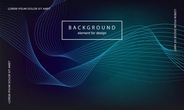 Soyut arkaplan. Tasarım posteri için dalga elemanı. Dijital frekans dengeleyici. Tarz sanatı. Karıştırma aracı kullanarak renkli parlak dalga çizgileri oluşturuldu. Kıvrımlı dalgalı çizgi düz çizgi.