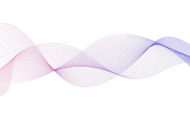Tasarım için soyut renkli dalga öğesi. Dijital frekans dengeleyici. Şekillendirilmiş satır sanatı arka planı. Vektör illüstrasyonu. Harmanlama araçları kullanılarak oluşturulan çizgilerle dalga. Eğri dalgalı çizgi, düz çizgi
