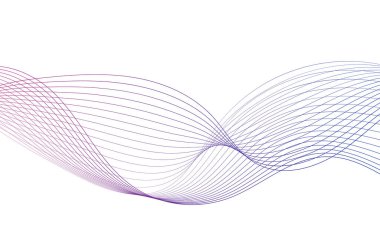 Tasarım için soyut renkli dalga öğesi. Dijital frekans dengeleyici. Şekillendirilmiş satır sanatı arka planı. Vektör illüstrasyonu. Harmanlama araçları kullanılarak oluşturulan çizgilerle dalga. Eğri dalgalı çizgi, düz çizgi