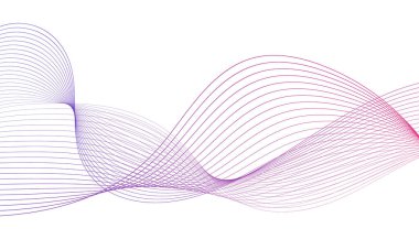 Tasarım için soyut renkli dalga öğesi. Dijital frekans dengeleyici. Şekillendirilmiş satır sanatı arka planı. Vektör illüstrasyonu. Harmanlama araçları kullanılarak oluşturulan çizgilerle dalga. Eğri dalgalı çizgi, düz çizgi