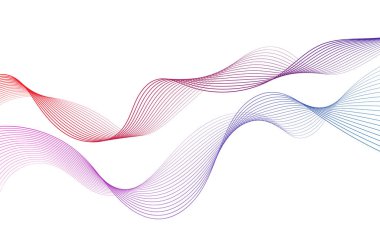 Tasarım için soyut renkli dalga öğesi. Dijital frekans dengeleyici. Şekillendirilmiş satır sanatı arka planı. Vektör illüstrasyonu. Harmanlama araçları kullanılarak oluşturulan çizgilerle dalga. Eğri dalgalı çizgi, düz çizgi