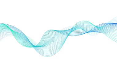 Tasarım için soyut renkli dalga öğesi. Dijital frekans dengeleyici. Şekillendirilmiş satır sanatı arka planı. Vektör illüstrasyonu. Harmanlama araçları kullanılarak oluşturulan çizgilerle dalga. Eğri dalgalı çizgi, düz çizgi