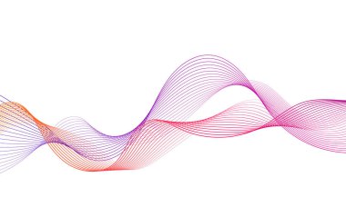Tasarım için soyut renkli dalga öğesi. Dijital frekans dengeleyici. Şekillendirilmiş satır sanatı arka planı. Vektör illüstrasyonu. Harmanlama araçları kullanılarak oluşturulan çizgilerle dalga. Eğri dalgalı çizgi, düz çizgi
