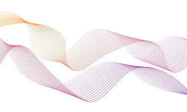 Tasarım için soyut renkli dalga öğesi. Dijital frekans dengeleyici. Şekillendirilmiş satır sanatı arka planı. Vektör illüstrasyonu. Harmanlama araçları kullanılarak oluşturulan çizgilerle dalga. Eğri dalgalı çizgi, düz çizgi