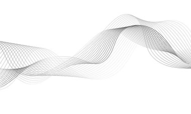 Abstract platinum wave element for design. Digital frequency track equalizer. Stylized line art background.Vector illustration.Wave with lines created using blend tool.Curved wavy line,smooth stripe