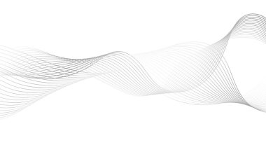 Abstract platinum wave element for design. Digital frequency track equalizer. Stylized line art background.Vector illustration.Wave with lines created using blend tool.Curved wavy line,smooth stripe
