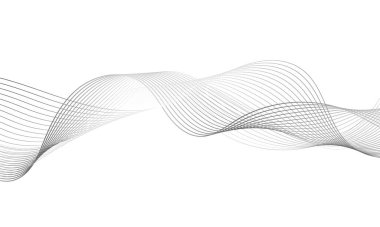 Abstract platinum wave element for design. Digital frequency track equalizer. Stylized line art background.Vector illustration.Wave with lines created using blend tool.Curved wavy line,smooth stripe