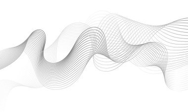 Abstract platinum wave element for design. Digital frequency track equalizer. Stylized line art background.Vector illustration.Wave with lines created using blend tool.Curved wavy line,smooth stripe