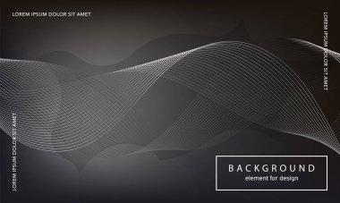 Soyut arkaplan. Tasarım posteri için dalga elemanı. Dijital frekans dengeleyici. Tarz sanatı. Gri parlak dalga çizgileri karıştırma aracı ile oluşturuldu. Kıvrımlı dalgalı çizgi düz çizgi.