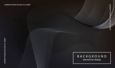 Soyut arkaplan. Tasarım posteri için dalga elemanı. Dijital frekans dengeleyici. Tarz sanatı. Siyah parlak dalga çizgileri karıştırma aracı kullanılarak oluşturuldu. Kıvrımlı dalgalı çizgi düz çizgi.