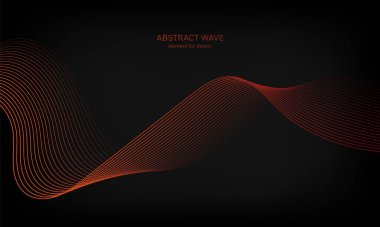 Siyah arkaplanda tasarım için soyut dalga ögesi. Renkli, parlak, çizgili dalgalar. Dijital frekans dengeleyici. Dalgalı kıvrımlı çizgi. Pürüzsüz şerit. Tarz sahibi sanat. Modern tasarım. Vektör