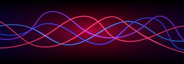 Abstract colorful neon wave gradient with line glowing on dark background. Futuristic creative shine backdrop. 3d render. Curved fantastic blend wavy lines geometric equalizer. Vector illustration