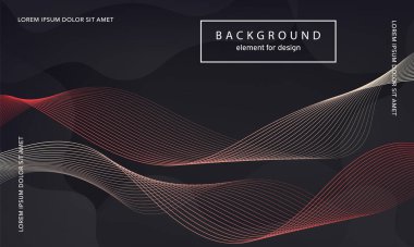 Soyut arkaplan. Tasarım posteri için dalga elemanı. Dijital frekans dengeleyici. Tarz sanatı. Karıştırma aracı kullanarak renkli parlak dalga çizgileri oluşturuldu. Kıvrımlı dalgalı çizgi düz şerit. Vektör