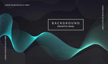 Soyut arkaplan. Tasarım posteri için dalga elemanı. Dijital frekans dengeleyici. Tarz sanatı. Karıştırma aracı kullanarak renkli parlak dalga çizgileri oluşturuldu. Kıvrımlı dalgalı çizgi düz şerit. Vektör