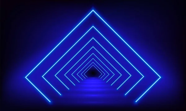 Podium Road Pedestal Platform Form Rhombus Neon Luminous Rays Blue — Stockový vektor