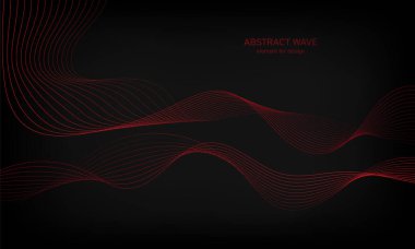 Siyah arkaplanda tasarım için soyut dalga ögesi. Renkli, parlak, çizgili dalgalar. Dijital frekans dengeleyici. Dalgalı kıvrımlı çizgi. Pürüzsüz şerit. Tarz sahibi sanat. Modern tasarım. Vektör
