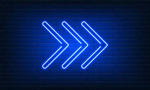 Неоновый Знак Arrow Right Blue Фоне Стены Брика Винтажная Электрическая — стоковый вектор