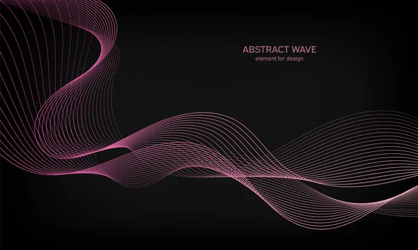 Siyah arkaplanda tasarım için soyut dalga ögesi. Renkli, parlak, çizgili dalgalar. Dijital frekans dengeleyici. Dalgalı kıvrımlı çizgi. Pürüzsüz şerit. Tarz sahibi sanat. Modern tasarım. Vektör