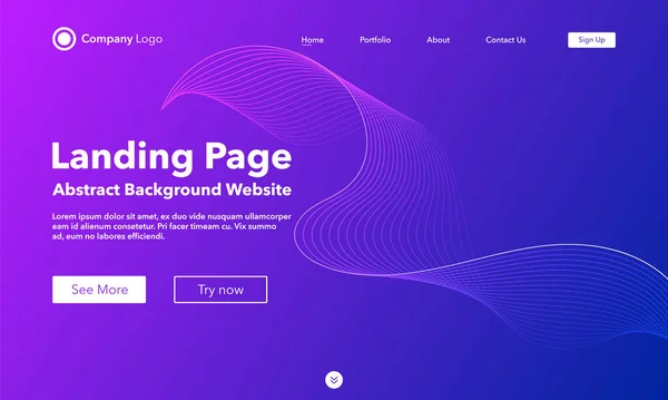 Gradient Abstract Wave Background Landing Page Template Websites Apps Modern — Wektor stockowy