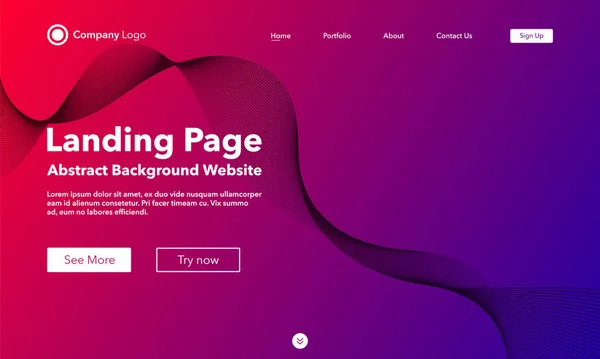 Gradient Abstract Wave Background Landing Page Template Websites Apps Modern — Archivo Imágenes Vectoriales