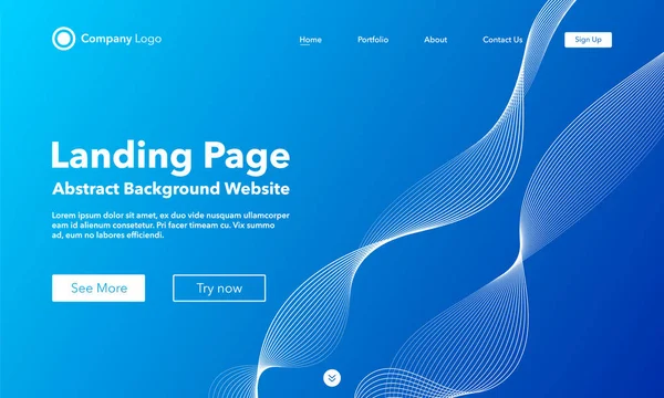 Gradient Abstract Wave Background Landing Page Template Websites Apps Modern — Image vectorielle