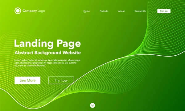 Gradient Abstract Wave Background Landing Page Template Websites Apps Modern — 스톡 벡터