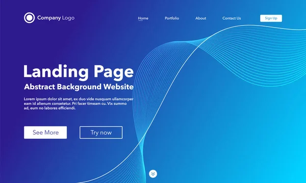 Gradient Abstract Wave Background Landing Page Template Websites Apps Modern — Stockvector