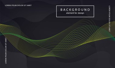 Soyut arkaplan. Tasarım posteri için dalga elemanı. Dijital frekans dengeleyici. Tarz sanatı. Karıştırma aracı kullanarak renkli parlak dalga çizgileri oluşturuldu. Kıvrımlı dalgalı çizgi düz şerit. Vektör