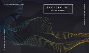 Soyut arkaplan. Tasarım posteri için dalga elemanı. Dijital frekans dengeleyici. Tarz sanatı. Karıştırma aracı kullanarak renkli parlak dalga çizgileri oluşturuldu. Kıvrımlı dalgalı çizgi düz şerit. Vektör