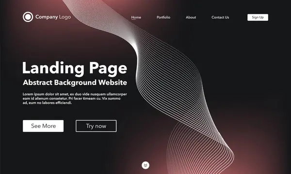 Gradient Abstract Wave Background Landing Page Template Websites Apps Modern — Image vectorielle