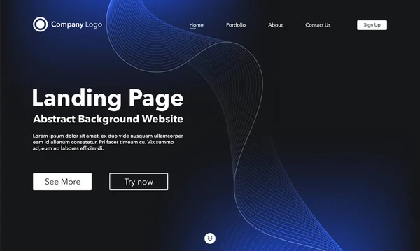 Gradient Abstract Wave Background Landing Page Template Websites Apps Modern — Vetor de Stock