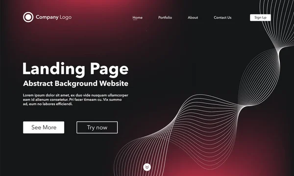 Gradient Abstract Wave Background Landing Page Template Websites Apps Modern — Vettoriale Stock
