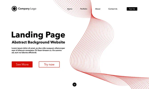 Onde Abstraite Fond Blanc Landing Page Modèle Pour Sites Web — Image vectorielle