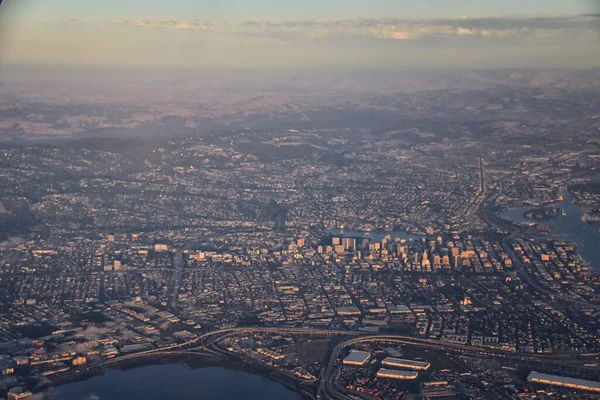 San Jose Downtown Flygfoto Från Flygplan Nära San Francisco Kalifornien — Stockfoto