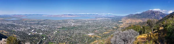 Kyhv Peak Utah County Valley Utsikt Nyligen Omdöpt Efter Mountain — Stockfoto